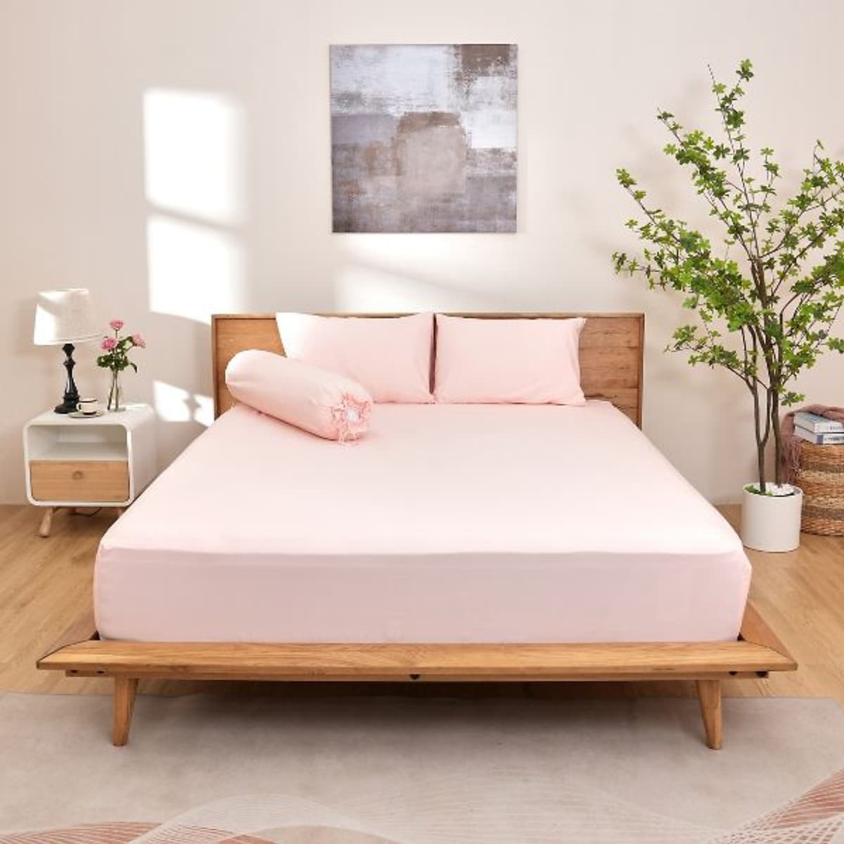 Bộ vỏ chăn ga gối Amando Lily cao cấp 5 chi tiết mềm mịn thoáng mát, drap bọc nệm êm ái kháng khuẩn phân phối bởi Vua Nệm