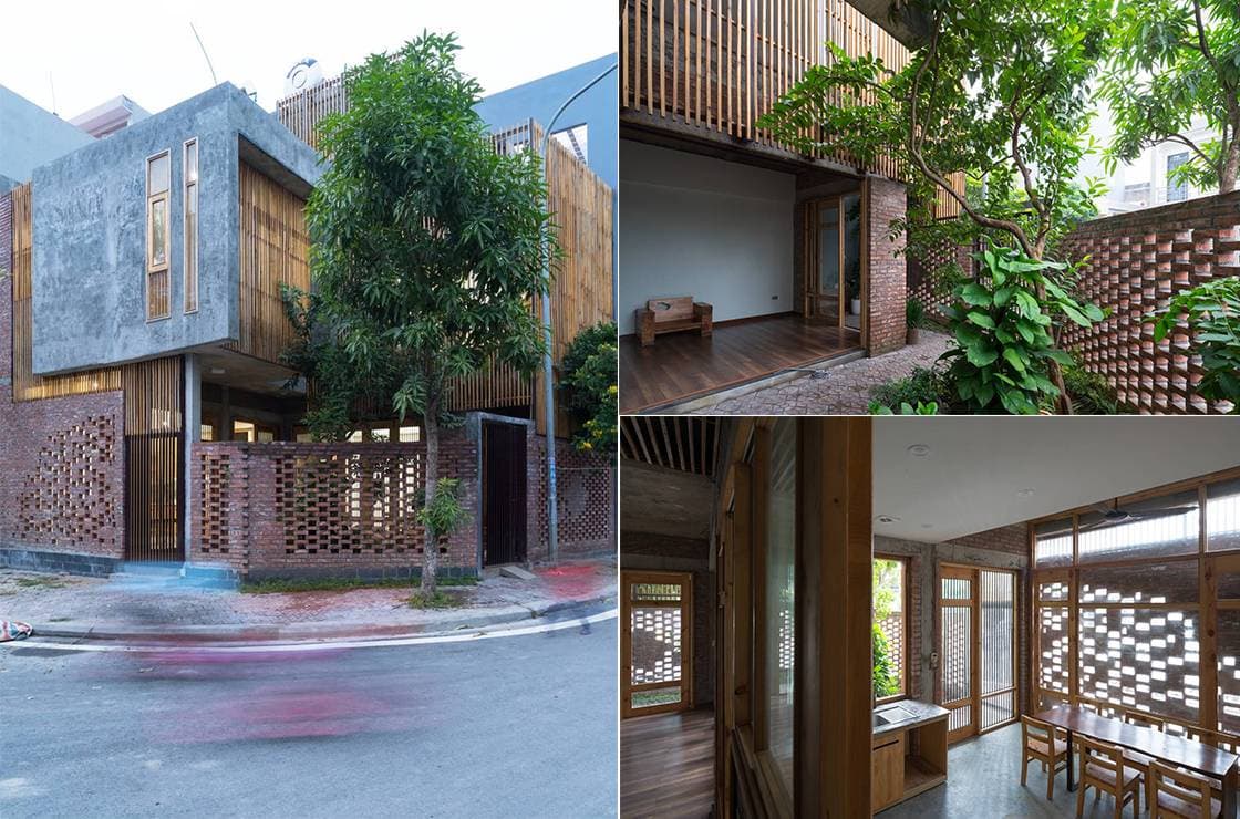 Kai House - Ngôi nhà phố 72m2 ở Hải Dương ghi điểm với nét đẹp thô mộc hòa quyện từ gạch trần, lam gỗ và cây xanh