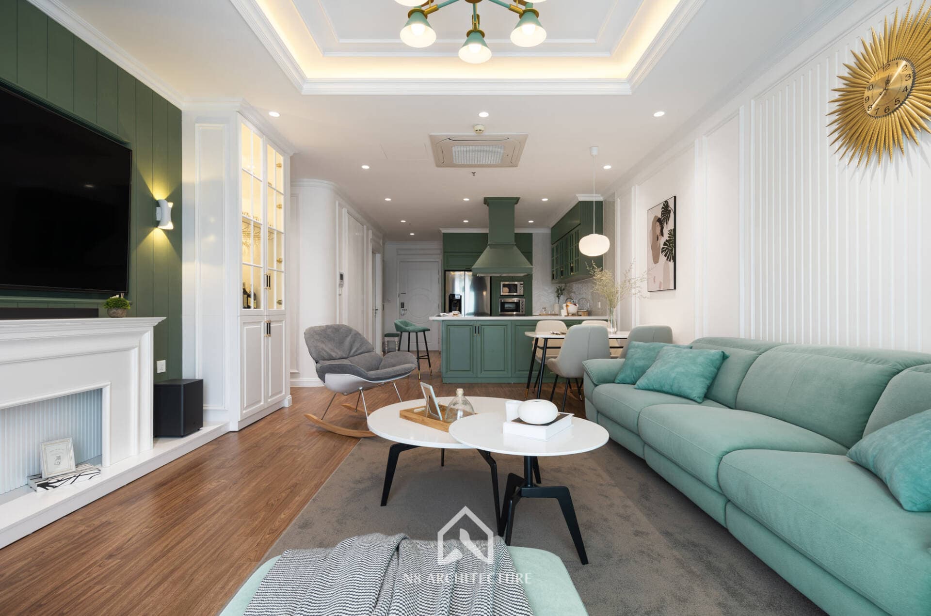 Căn hộ 106m2 của gia chủ yêu màu xanh tại Hà Nội, nổi bật nhờ vẻ thanh lịch, tinh tế rất riêng