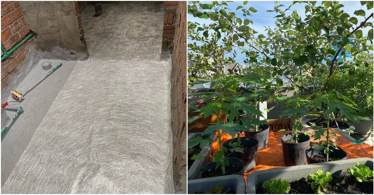 Cách chống thấm sân thượng nhà 2 tầng do gia chủ Đà Nẵng tự làm, áp dụng bền vững nhiều năm