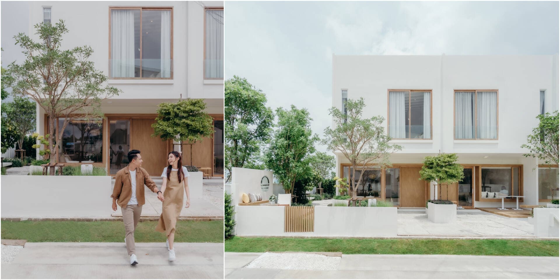 Nhà phố 2 tầng phong cách Japandi, phân tách bếp với khu sinh hoạt chung bằng cửa kính rất khéo