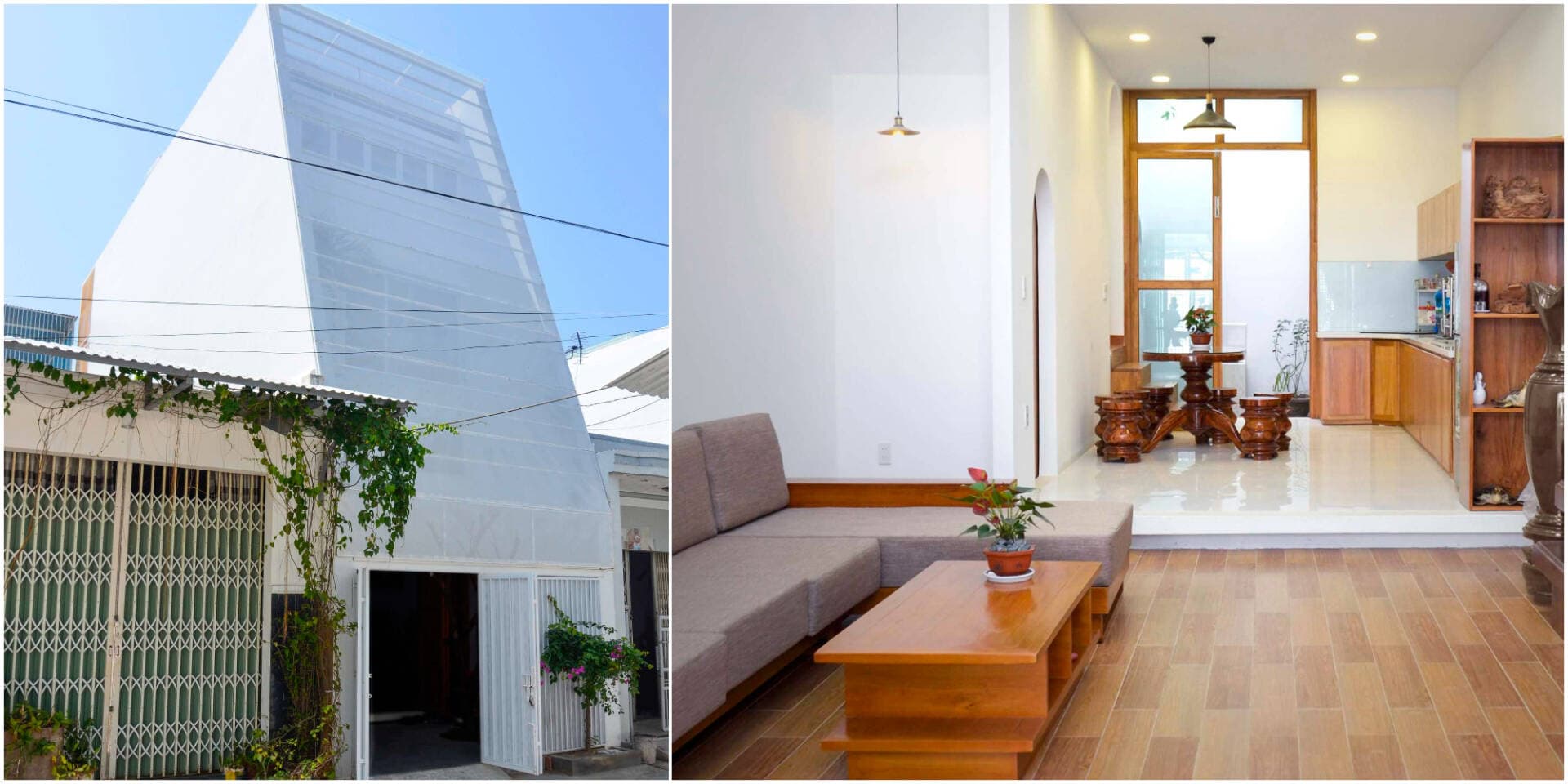 Nhà trong hẻm 73m2 tại Nha Trang thiết kế không gian đa lớp đưa thiên nhiên vào từng góc sống