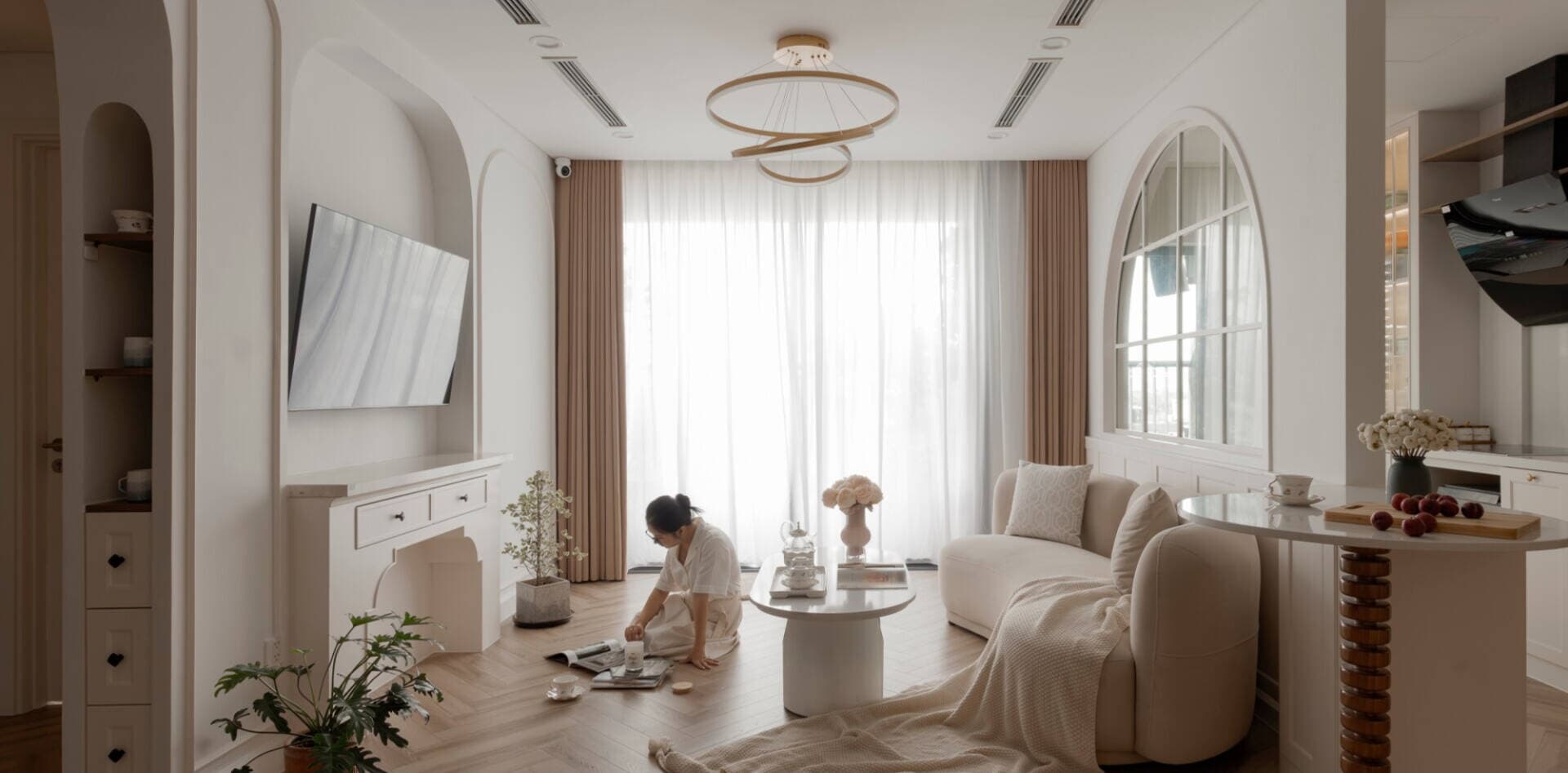 Mẫu căn hộ với nội thất màu pastel: Sự nhẹ nhàng và tinh tế cho không gian sống