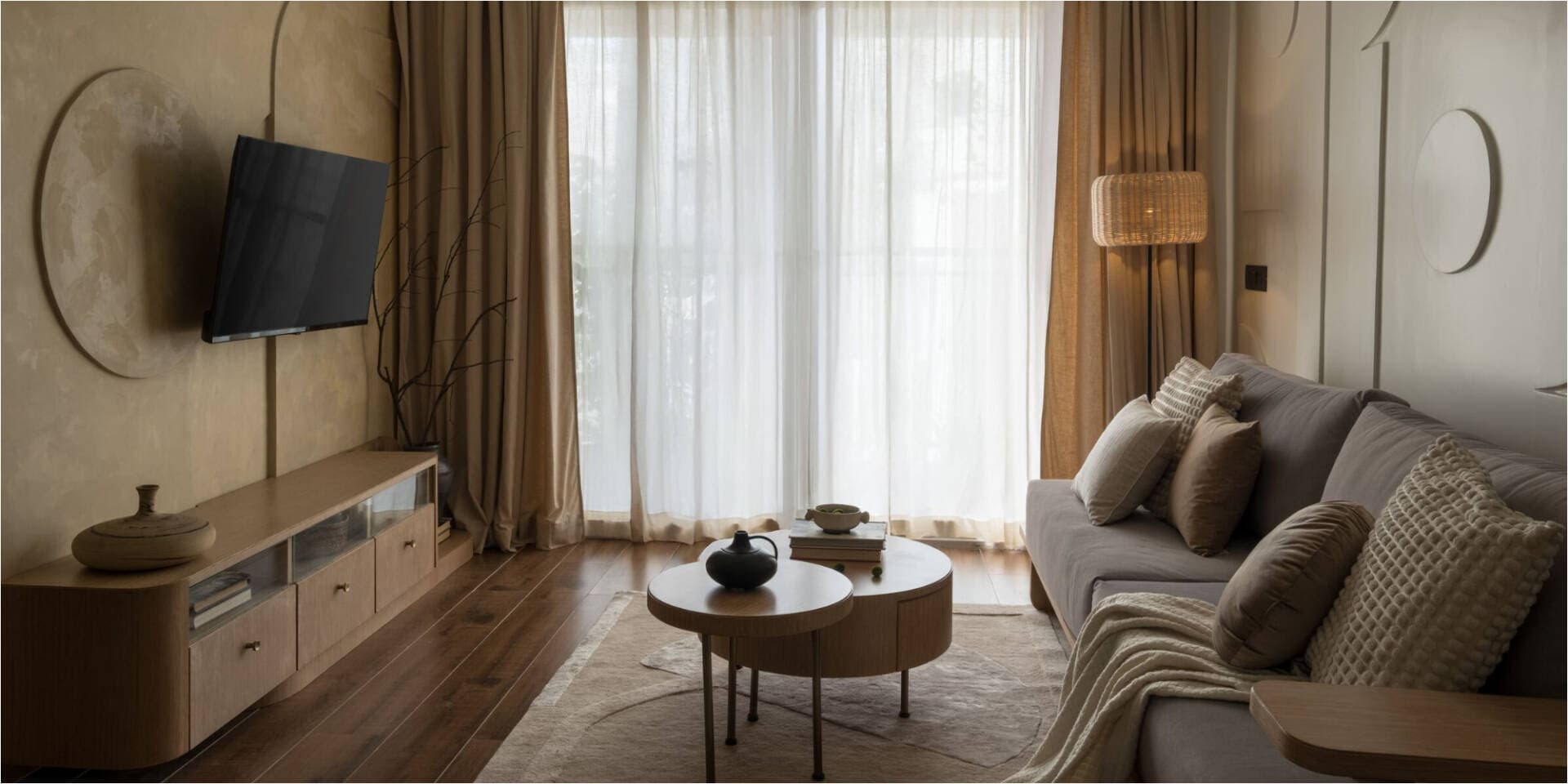 Căn hộ 121m2 3 phòng ngủ kết hợp phong cách tối giản Nhật Bản và gam màu đất Trung Đông