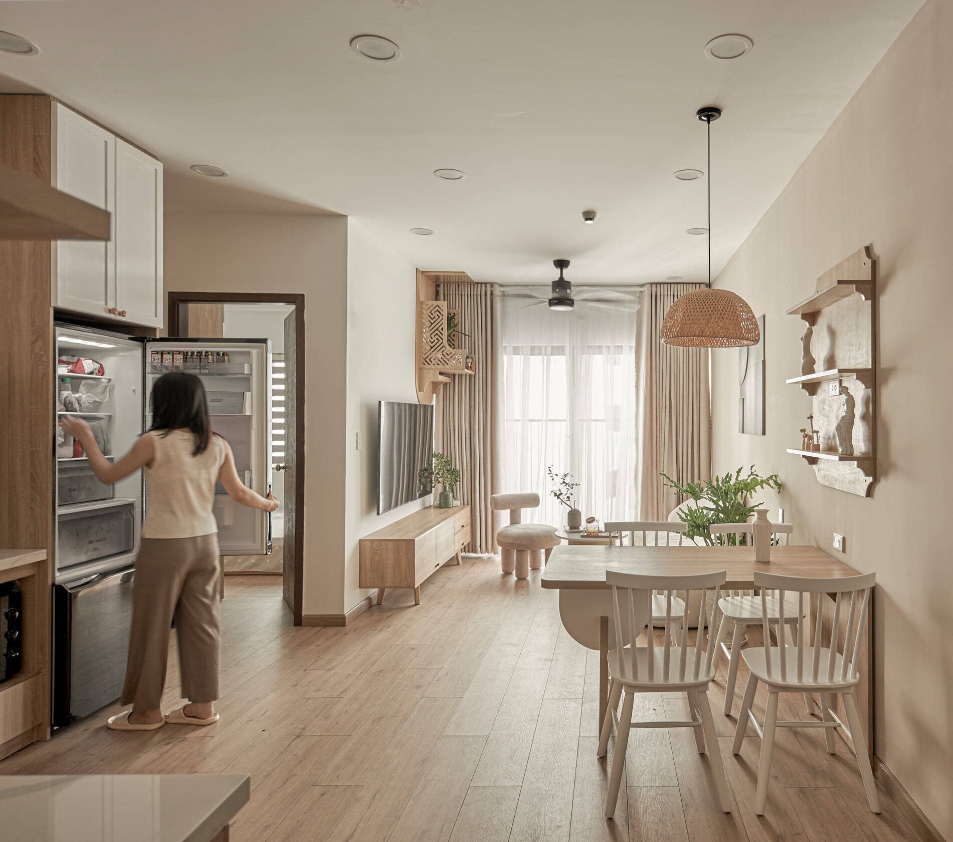 Nhà ở xã hội 63m2, chi phí hoàn thiện 170 triệu đồng khiến gia chủ thấy vui vẻ mỗi ngày