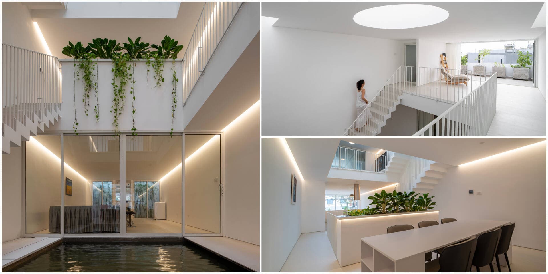 Nhà Thong Dong 5x22 giữa lòng Đà Nẵng, thiết kế mở liên hoàn, có cả hồ nước giữa nhà để lan tỏa khí mát
