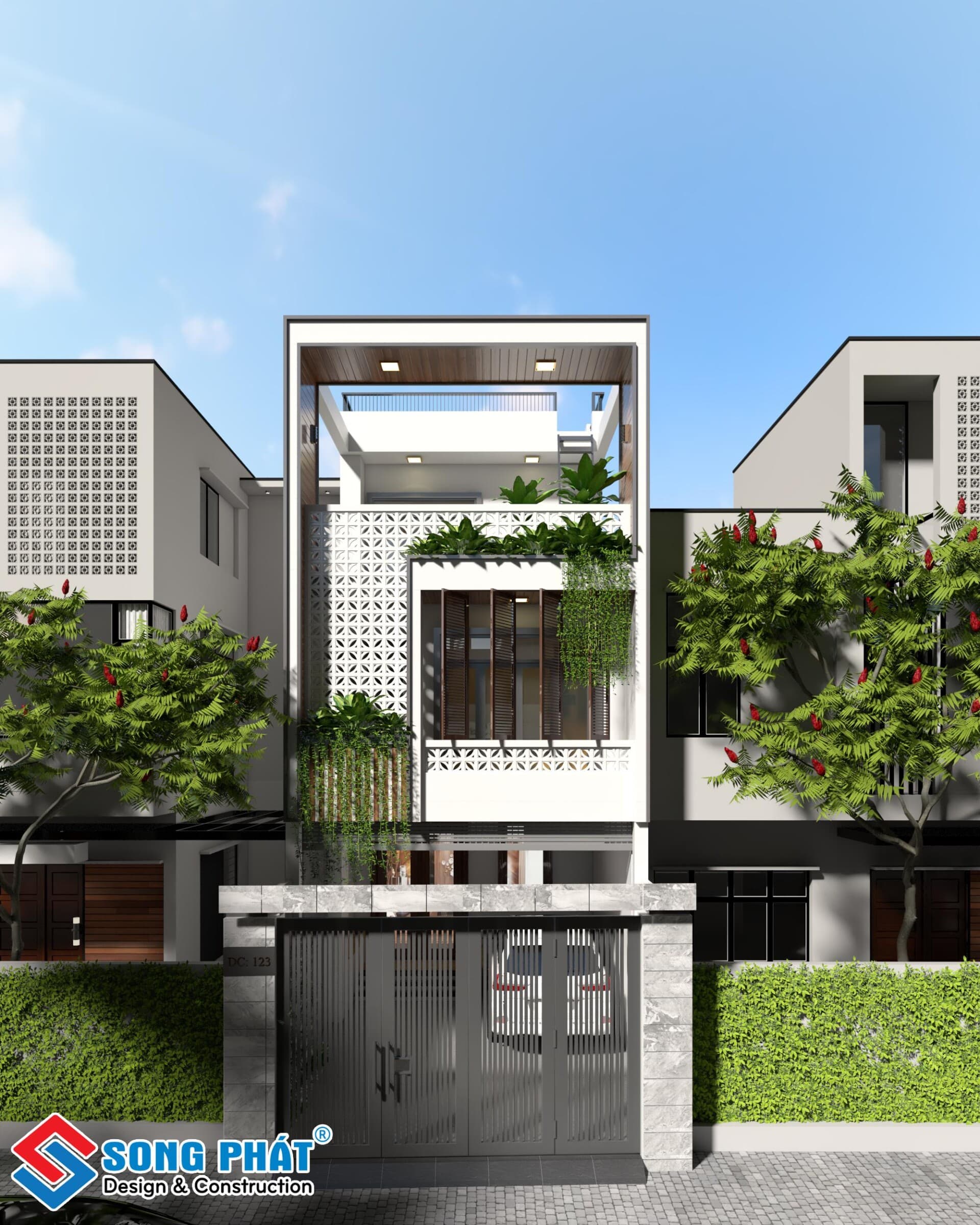 Độc đáo với thiết kế nhà 5x17m gạch bông gió hiện đại