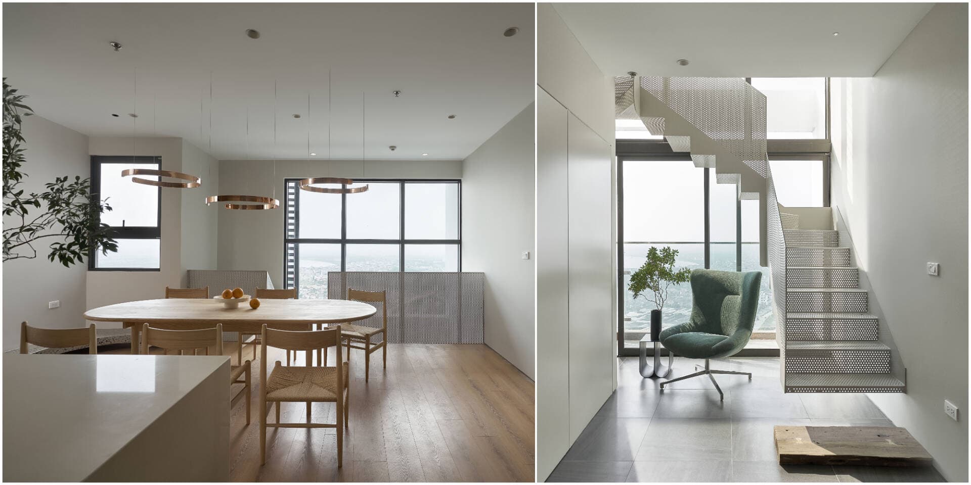 Thay đổi vị trí cầu thang, căn hộ duplex 160m2 vừa tối ưu công năng, vừa tận hưởng view “xịn” ra sông Hồng