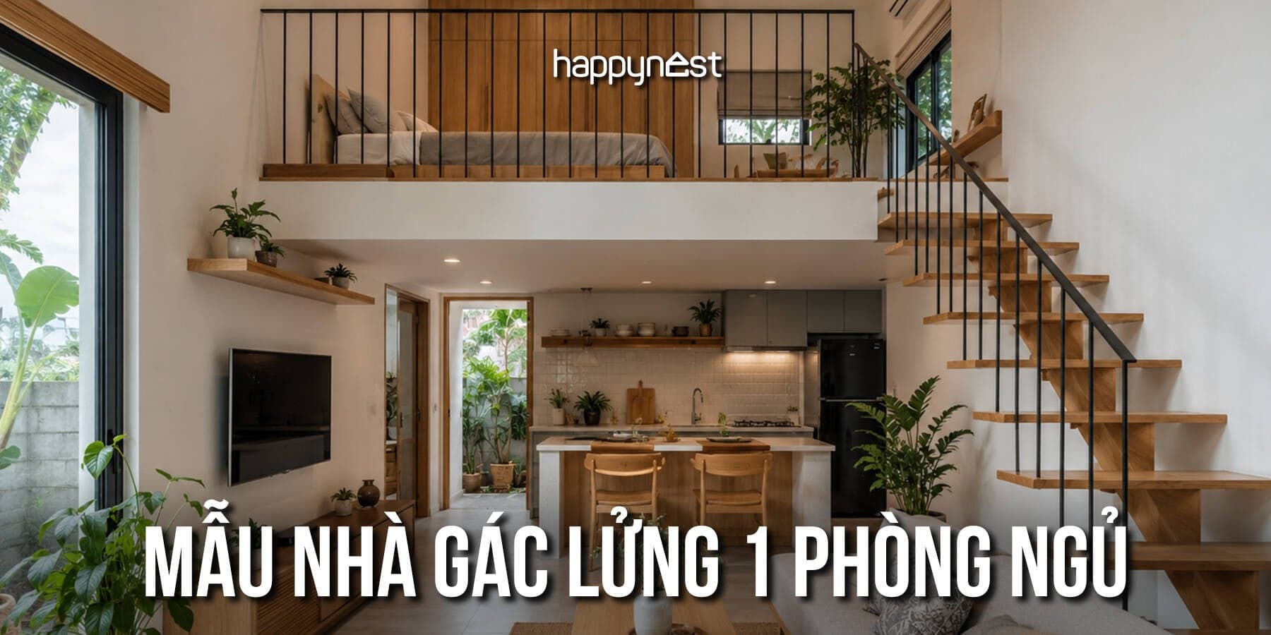 Mẫu nhà đẹp gác lửng 1 phòng ngủ nhỏ gọn mà vẫn thoáng và tiện nghi