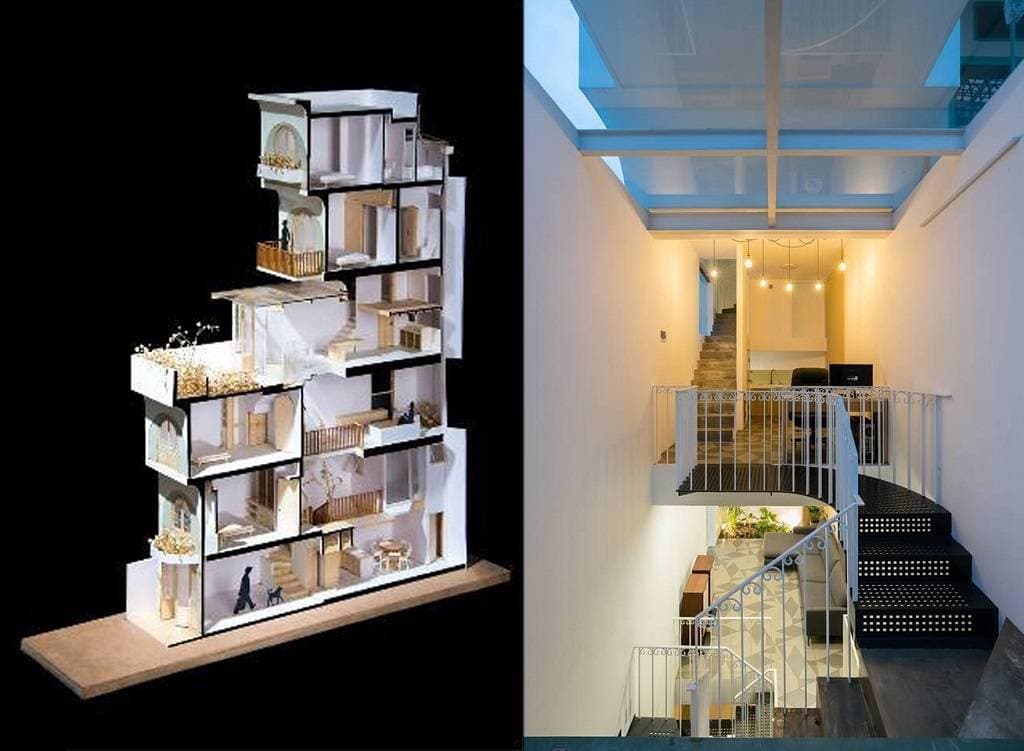 SHIFT House: 2 khoảng thông tầng và cách tịnh tiến không gian chức năng về phía Đông để đón nắng vào căn nhà ở Sài Gòn