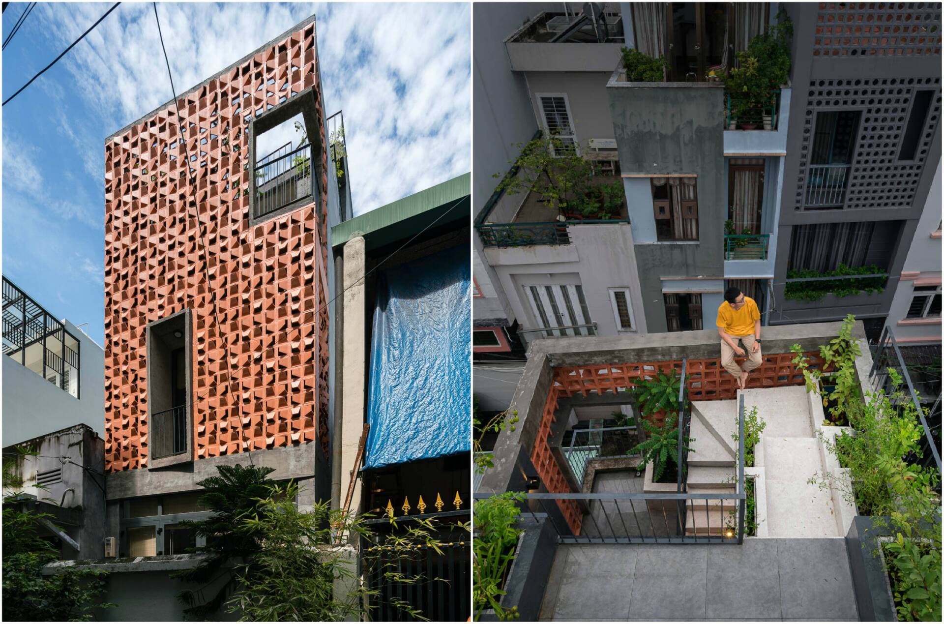 Nhà ống 40m2 sử dụng mặt tiền gạch “bánh ú”, giải toả sự bí bách trong ngõ hẹp