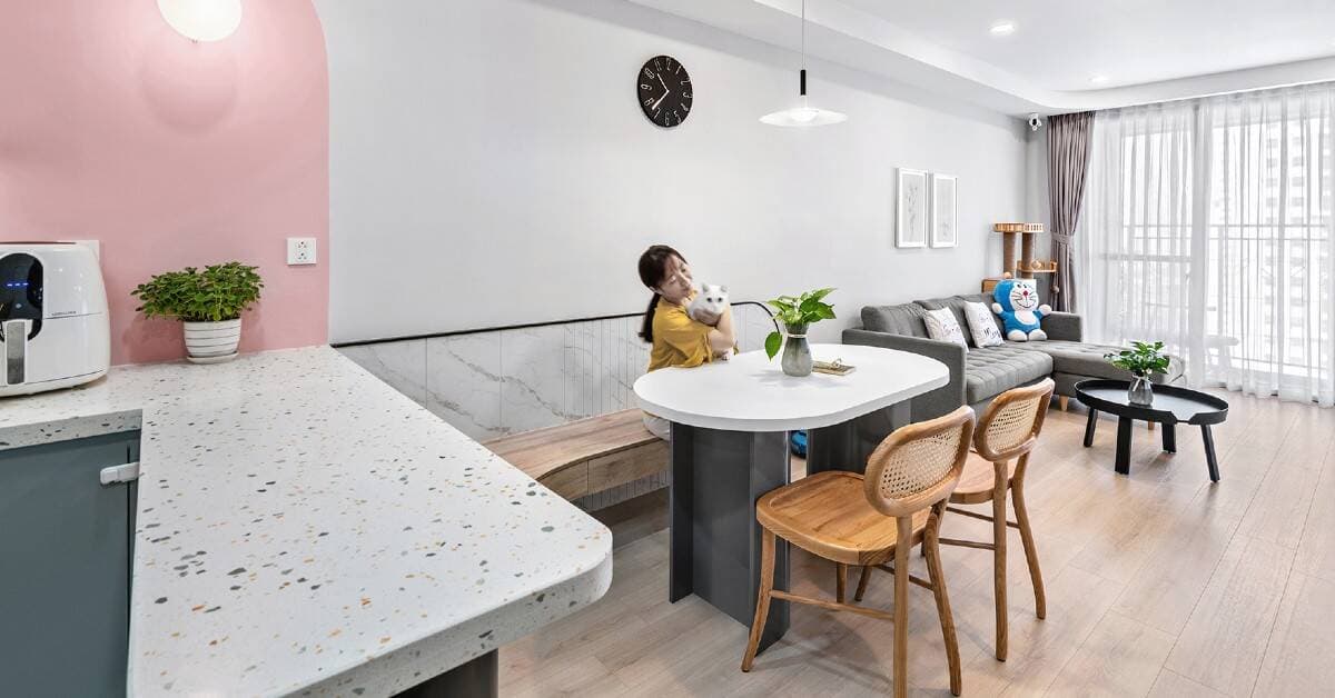 Căn hộ 65m2 hoàn thiện với chi phí 400 triệu đồng của nữ chủ nhân yêu mèo và thích tập yoga