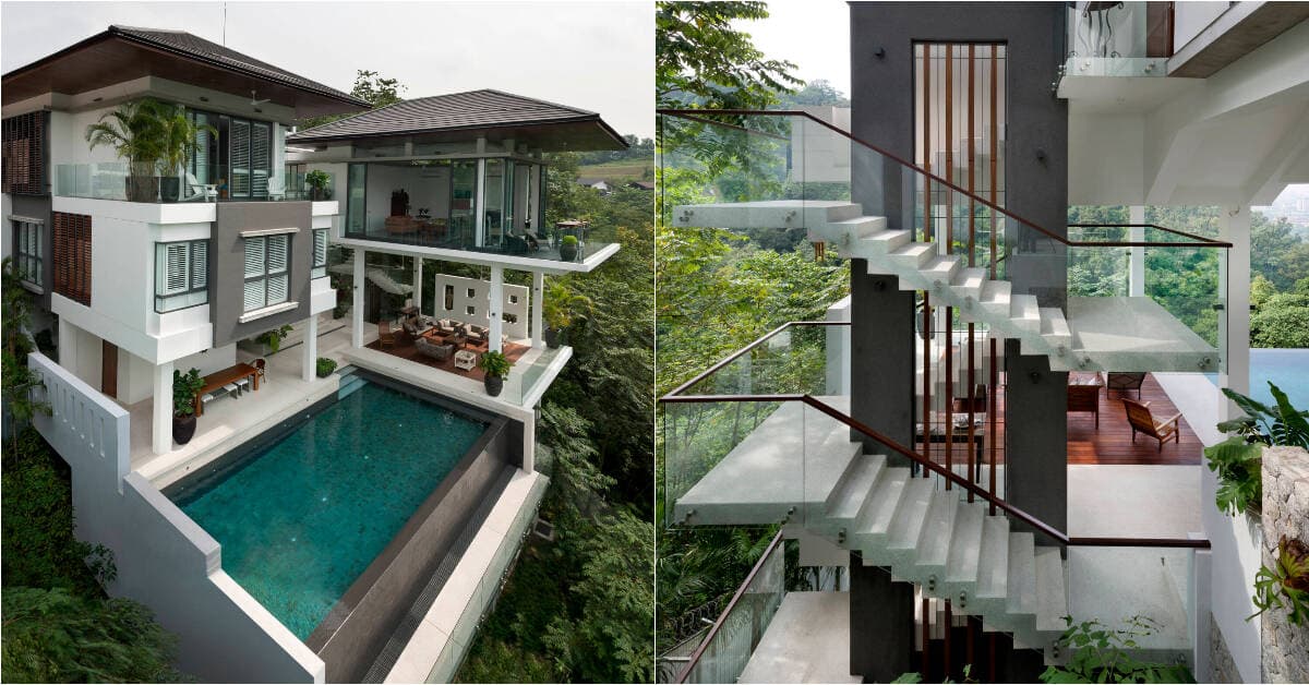 Căn nhà nghỉ dưỡng sở hữu 3 mặt mở hoàn toàn, được xây dựng trên sườn núi dốc lên tới 34 độ