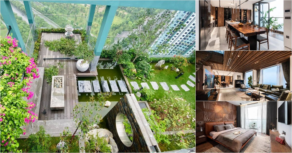 Căn hộ penthouse 300m2 của gia chủ 9x dành cả 110m2 để “nuôi cá và trồng rau” với tổng chi phí khoảng 5 tỷ đồng