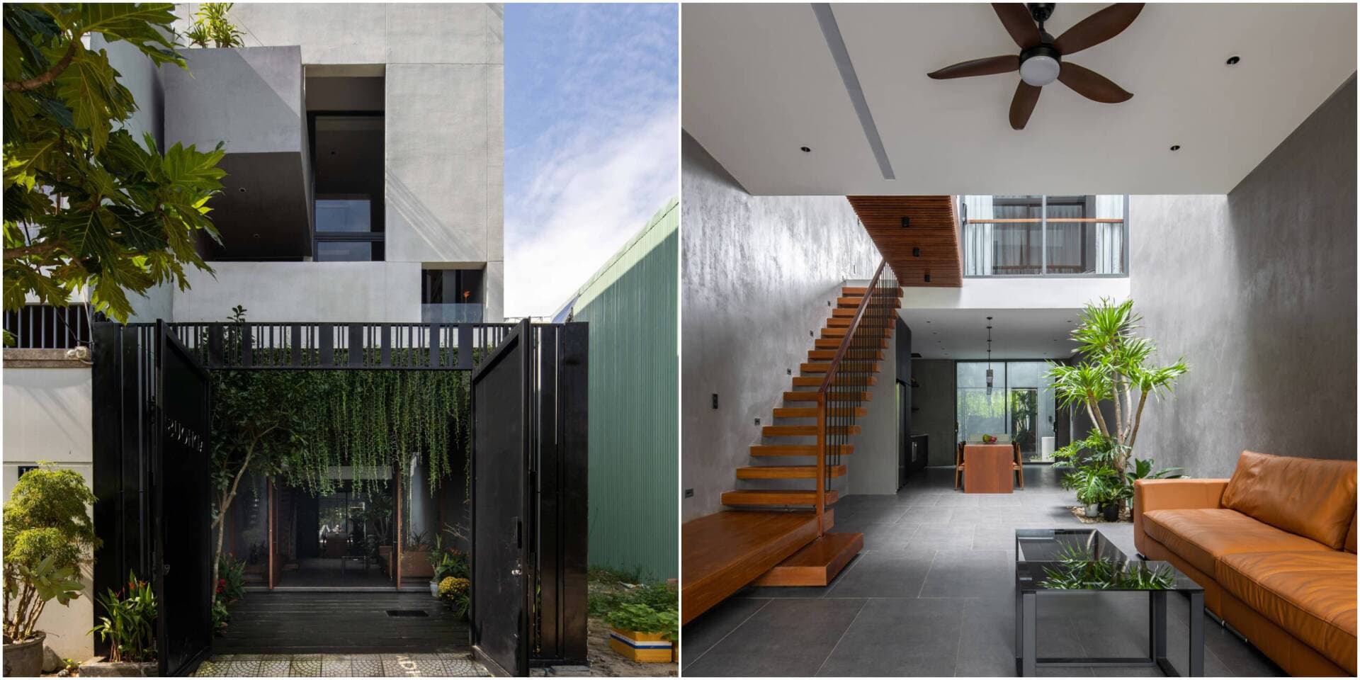 Nhà ống 275m2 thiết kế 3 sân vườn dọc nhà để tối ưu thông gió và kéo sáng, hiệu quả thấy rõ