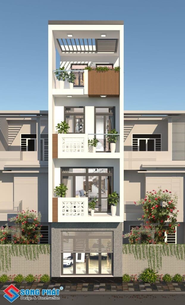 Khám phá thiết kế 4x14m tối ưu hóa công năng có gara xe ô tô gia đình