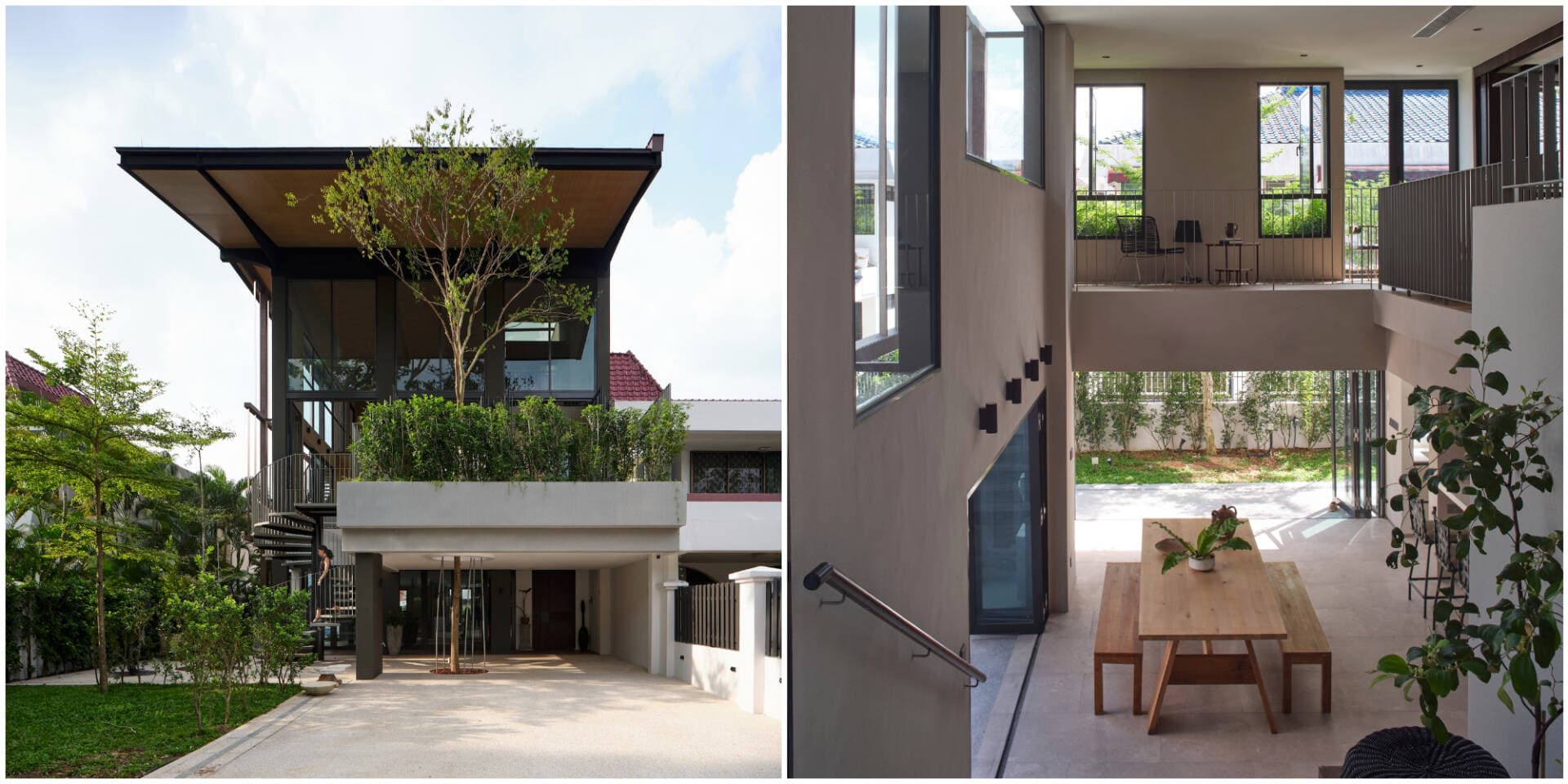 Gia chủ Singapore thiết kế thông tầng cùng cầu thang lớn để nhà thoáng đãng và hợp thời