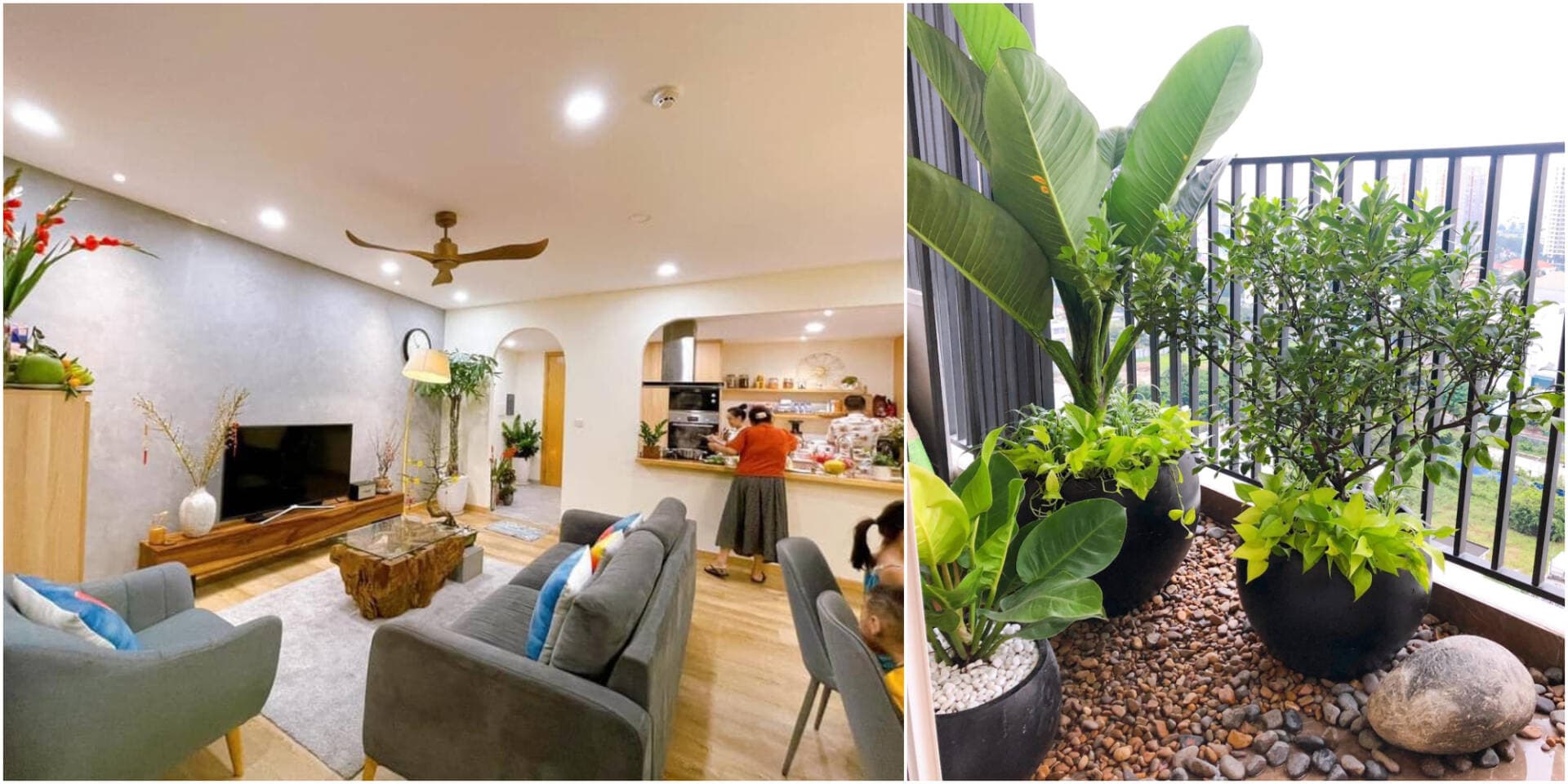 Nữ gia chủ tự lên ý tưởng “nâng cấp” căn hộ, có cả vườn mini trải sỏi chẳng kém nhà phố