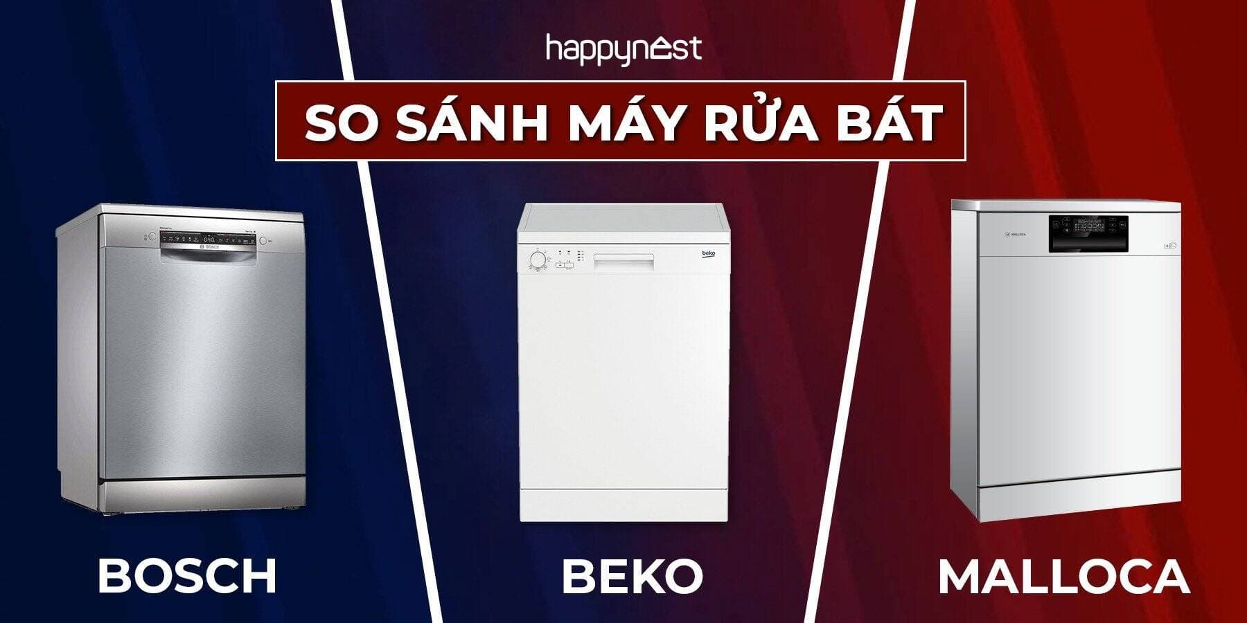 So sánh máy rửa bát Bosch, Beko, Malloca: Loại nào tốt nhất và đáng dùng nhất?