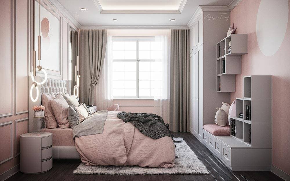 TOP 9 mẫu phòng ngủ màu hồng trendy, hợp gu tiểu thư sang chảnh hot nhất 2024