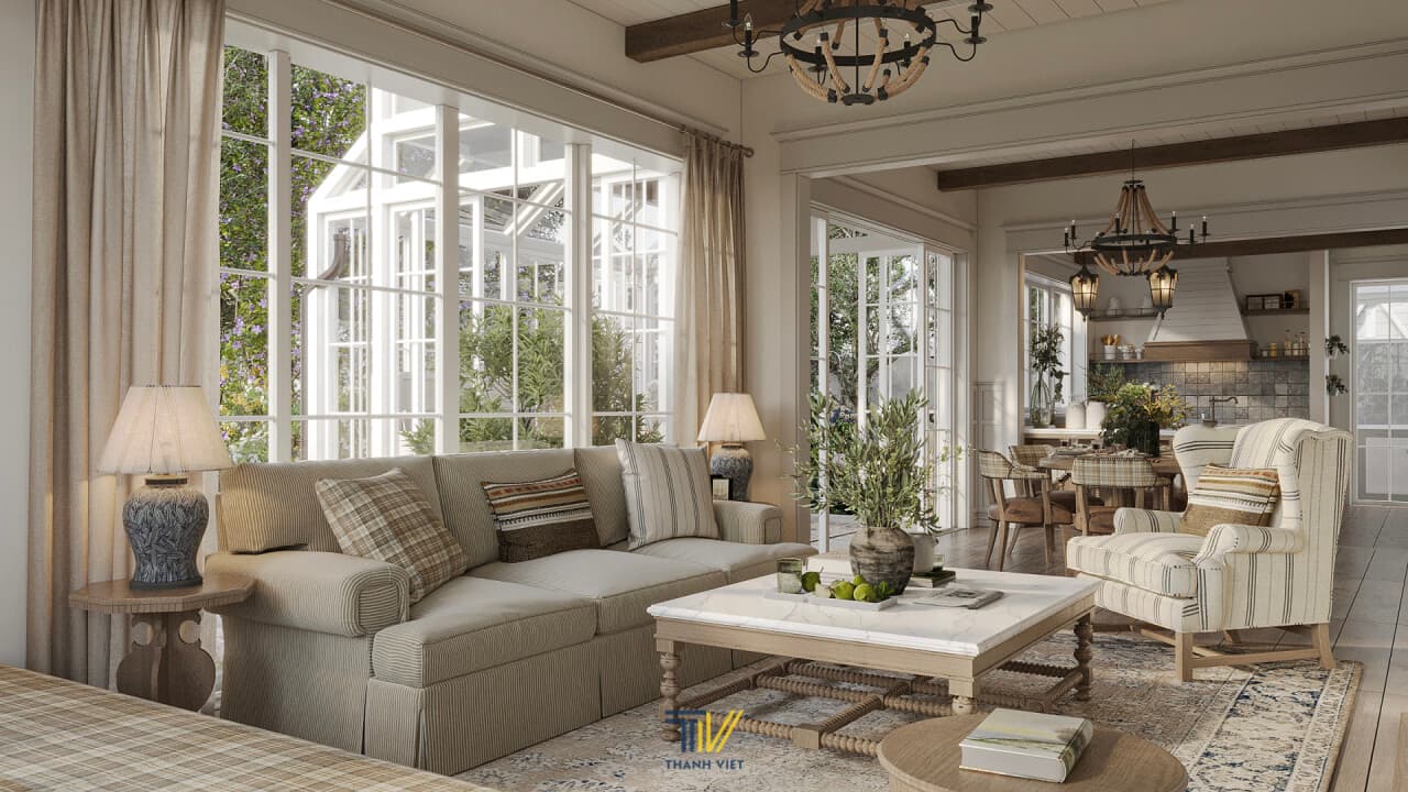 Douce Villa Ecopark: Nội thất biệt thự Coastal Farmhouse 410m² mộc mạc, sang tinh tế kiểu Mỹ