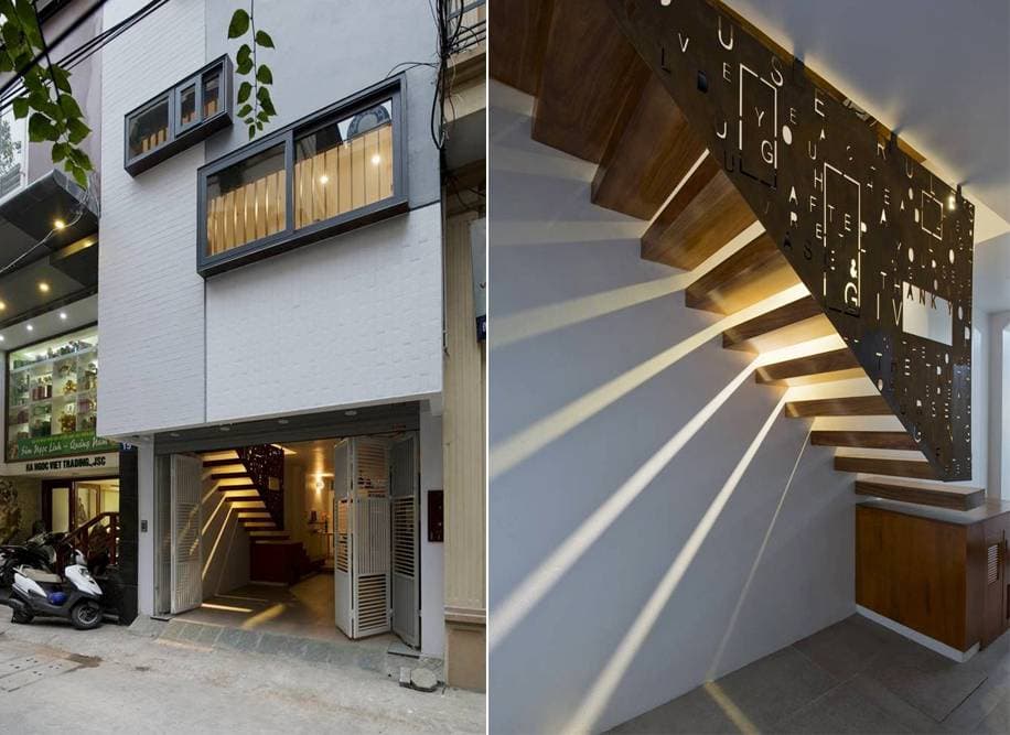 Nghệ thuật chơi đùa với ánh sáng bên trong căn nhà ống QT House