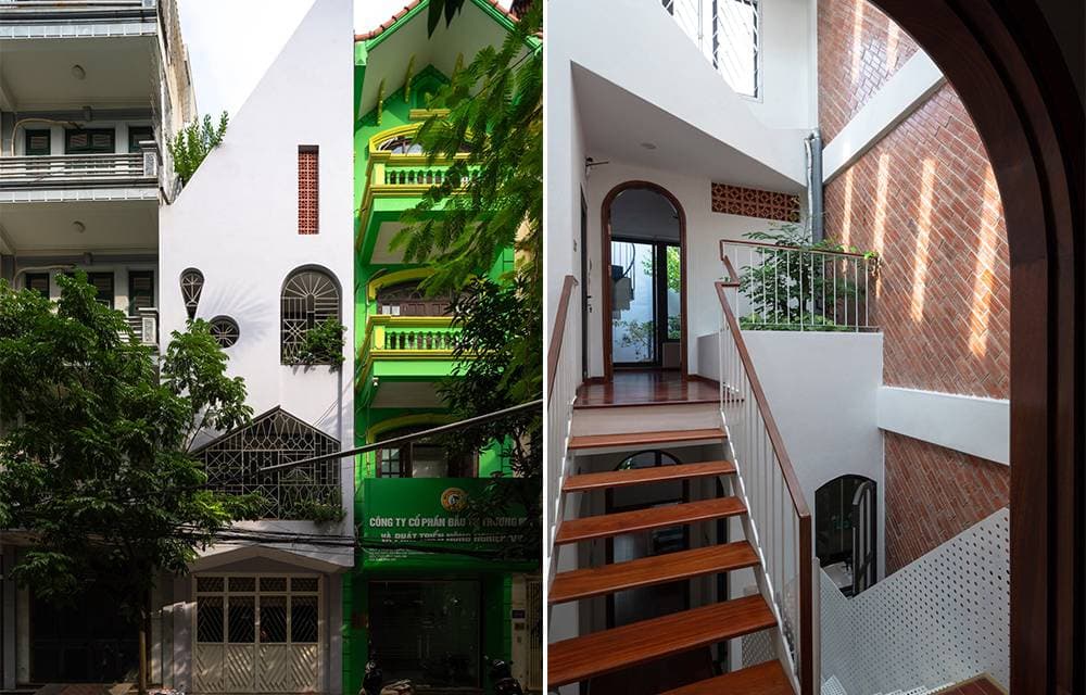 Nhà phố 56m2 giải quyết bài toán về ánh sáng và thông gió tự nhiên qua thiết kế lệch tầng