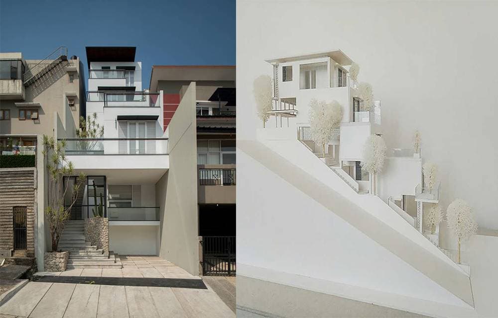 White Cliff House - Ngôi nhà trên khu đất dốc áp dụng cấu trúc “bậc thang” và hẻm trong nhà dẫn lối xuyên suốt không gian