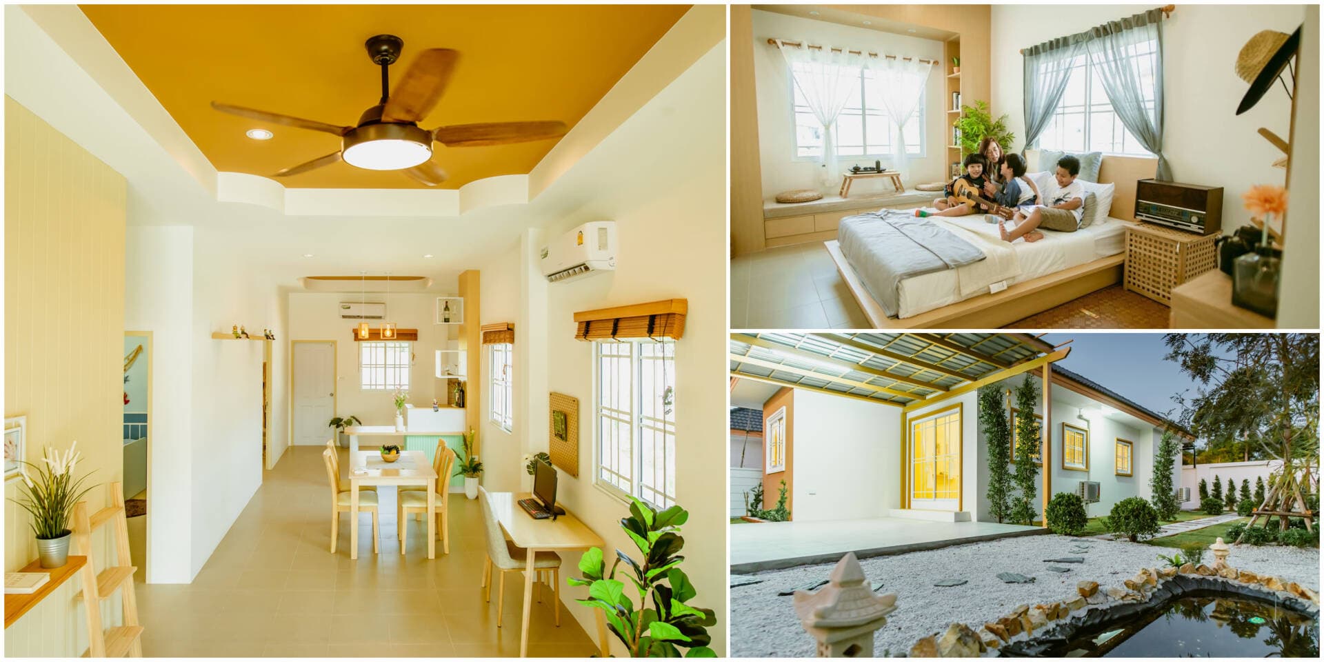 Nhà 1 tầng thiết kế tối giản, có sân rộng, hồ cá, xích đu, vậy là đủ hạnh phúc với gia đình 5 người