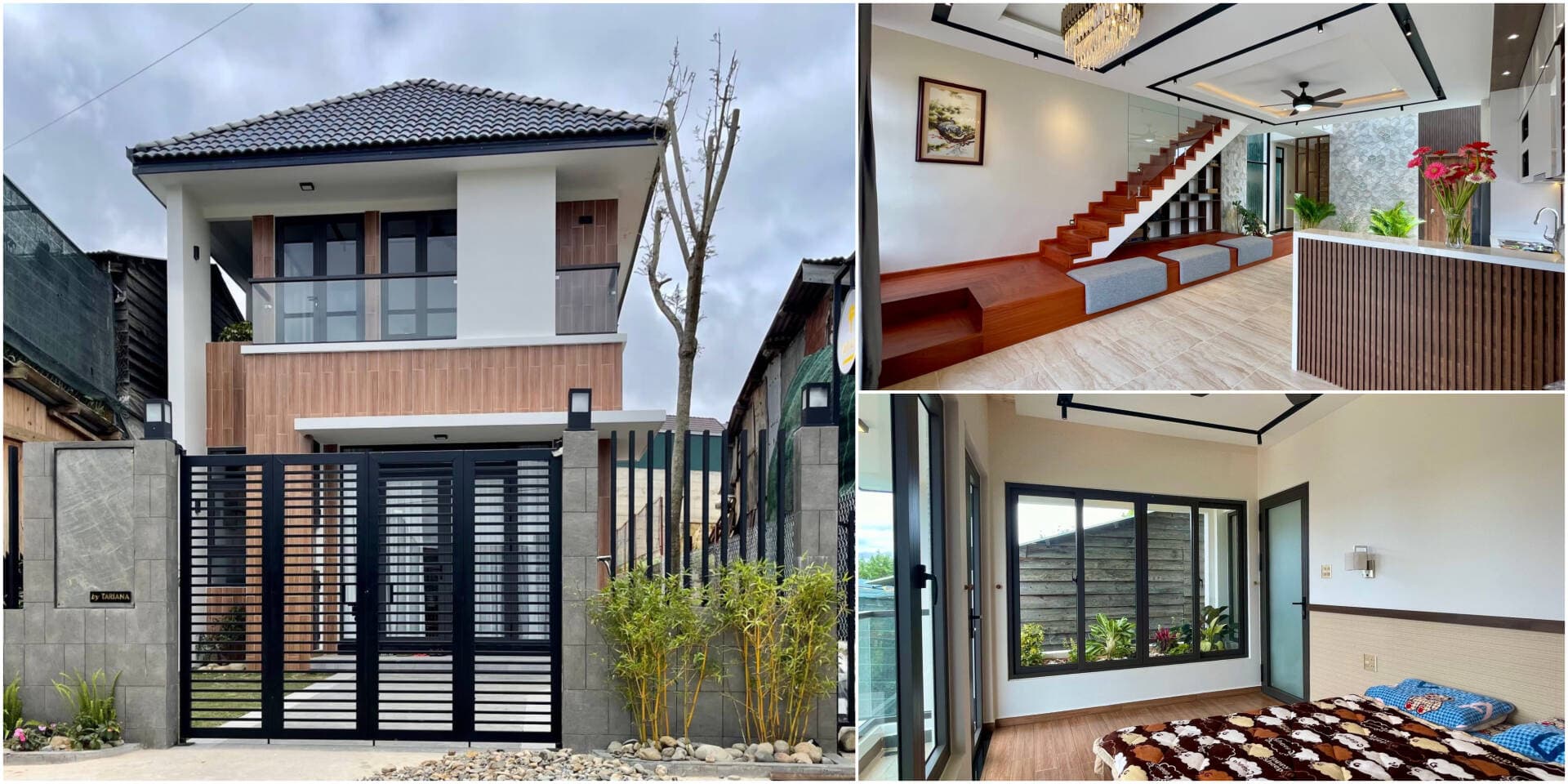 Nhà Tùng Lâm rộng 65m2, thiết kế 2 tầng, 3 phòng ngủ của gia chủ yêu cây xanh và thích sự thoáng sáng