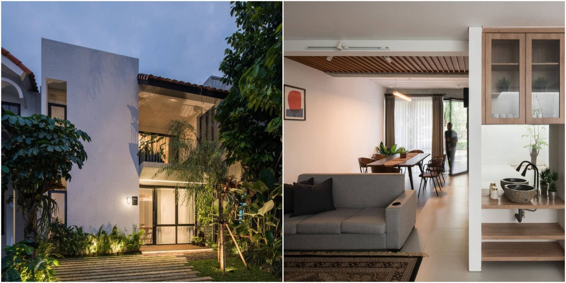 Nhà 2 tầng 6x12m mát quanh năm nhờ kết hợp khéo 3 chi tiết - khoảng lùi, hệ cửa kính và giếng trời