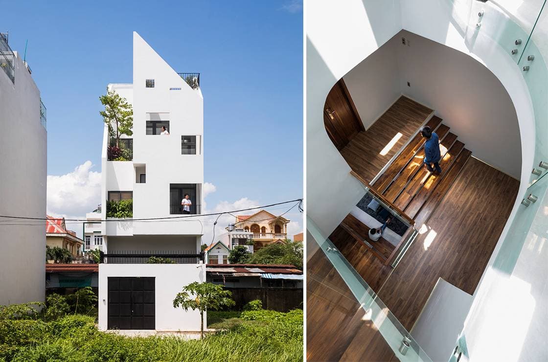 Liên Thông House được tạo nên từ thiết kế lệch tầng kết hợp với giải pháp chống nóng cho nhà phố hướng Tây