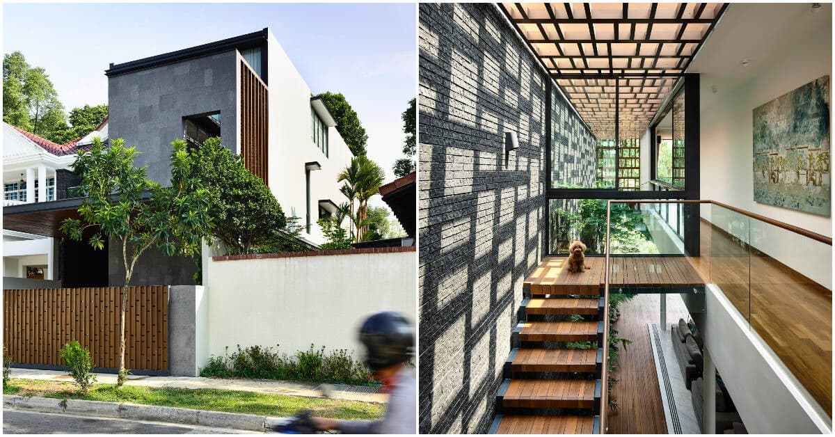 Nhà phố 3 tầng tại Singapore quanh năm lộng gió và thoáng sáng nhờ thiết kế “kín mặt trước, hở mặt sau”