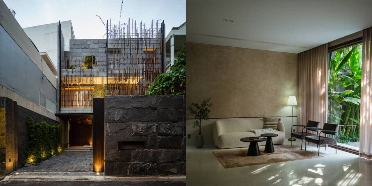 Nhà phố 400m2 thiết kế tối giản, ấn tượng nhất là hệ thống khung lam gỗ ở mặt tiền