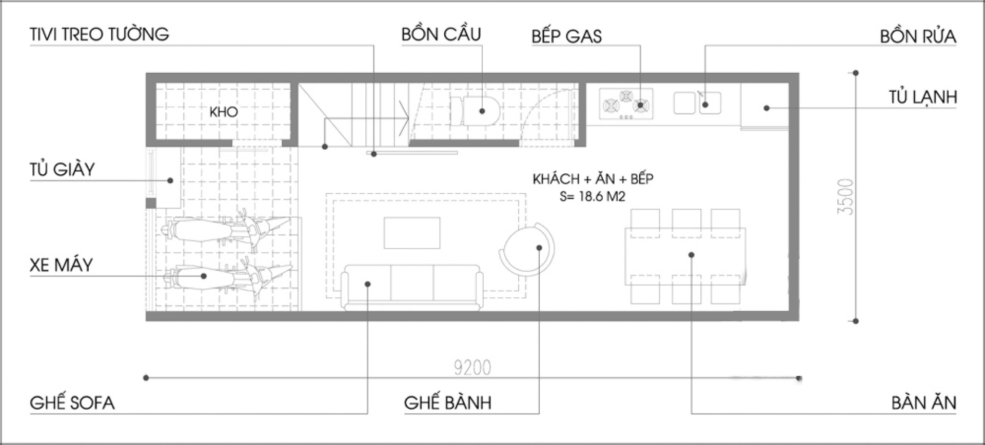 KTS Việt tư vấn thiết kế nhà ống 32m2 cho gia đình 3 thế hệ, đảm bảo công năng nhưng vẫn sáng thoáng