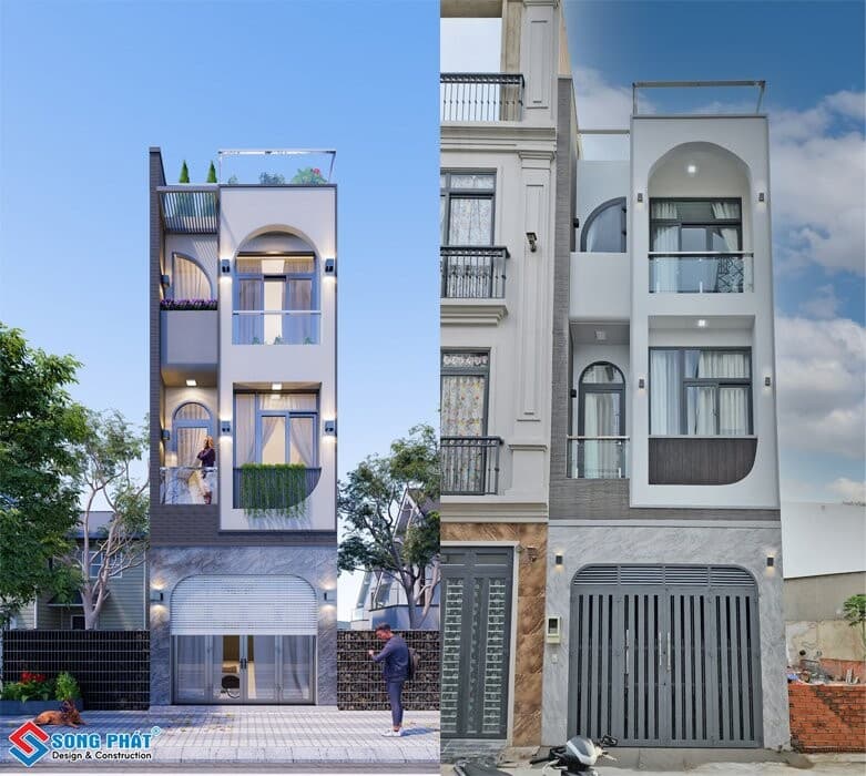 Siêu phẩm nhà trệt 2 lầu sân thượng 4x18m độc đáo với thang máy kính gia đình