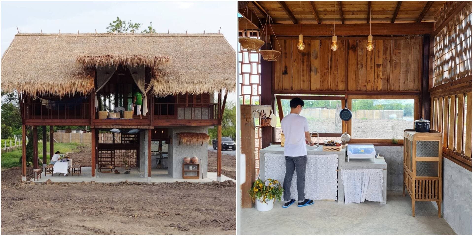 Nhà gỗ kiểu Thái đông ấm hạ mát, thiết kế mở thông thoáng để gia chủ hòa mình vào thiên nhiên