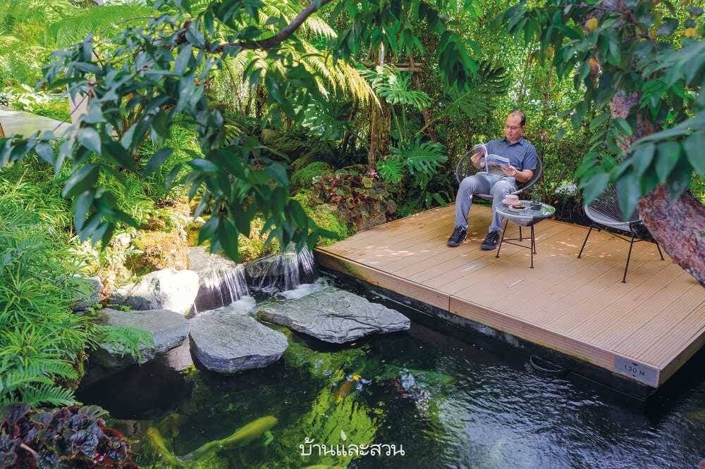Khu vườn xanh mát như trong rừng của gia chủ mê cá Koi