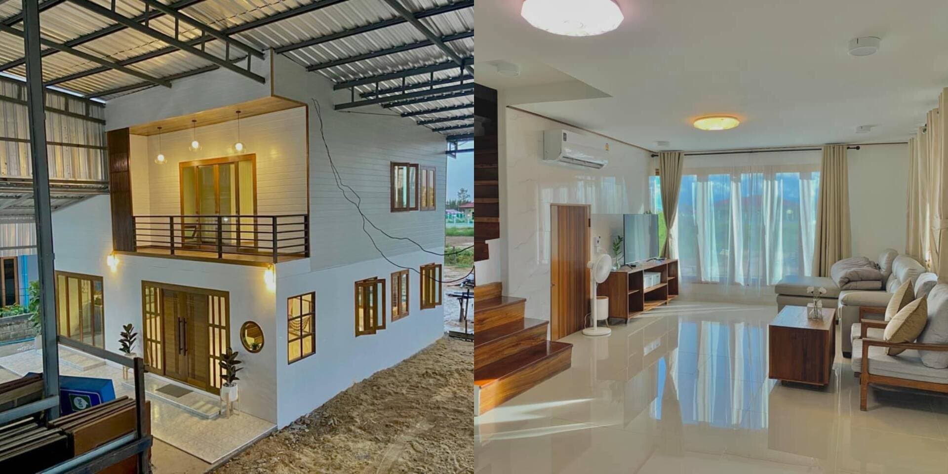 Xây nhà 2 tầng tiện nghi trong nhà xưởng để vừa ở, vừa thuận tiện cho việc sản xuất của gia đình