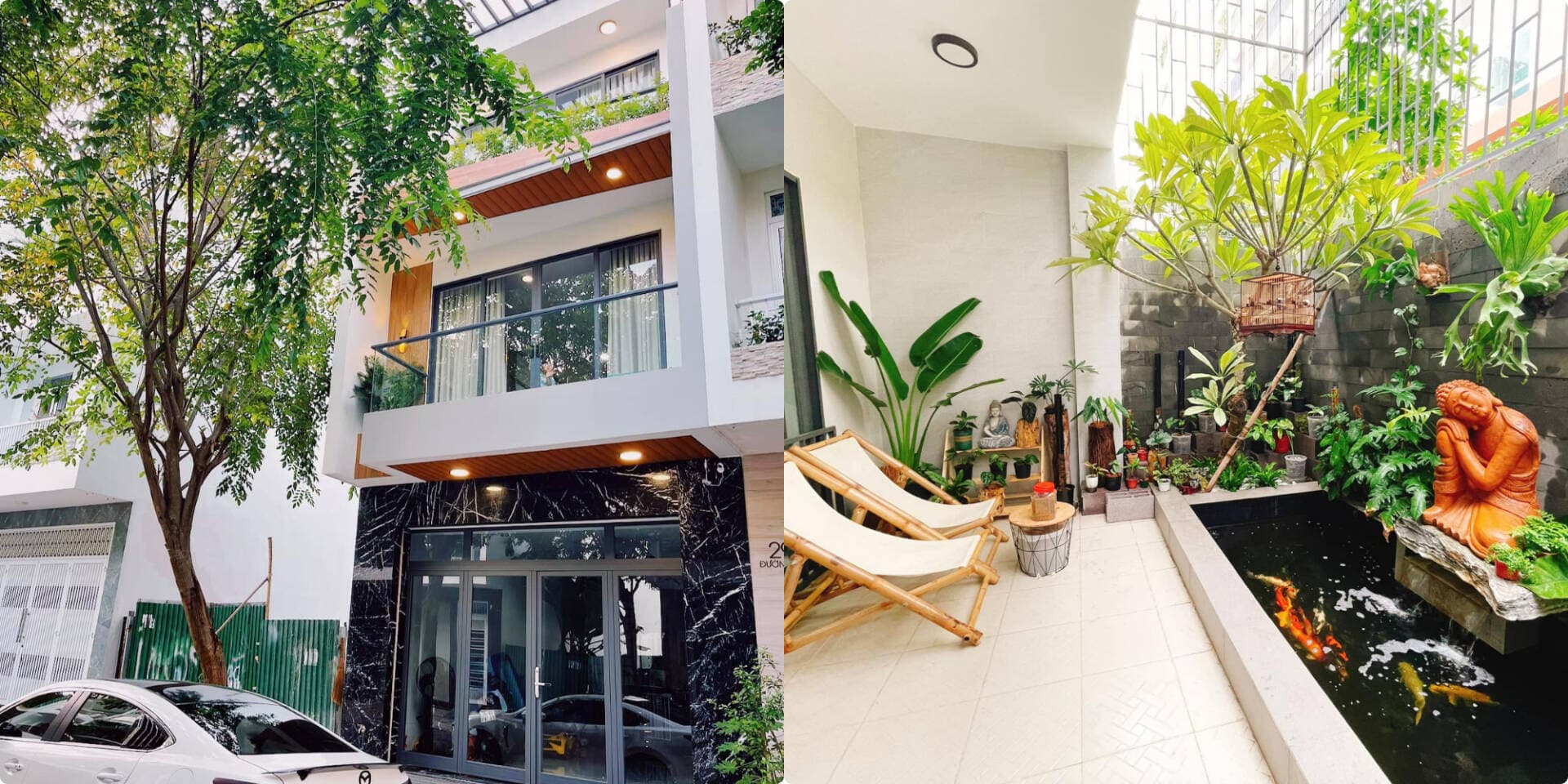 Nhà 3 tầng thay đổi hệ thống cột móng để có không gian 'trồng rau, nuôi cá' giữa phố thị tấp nập