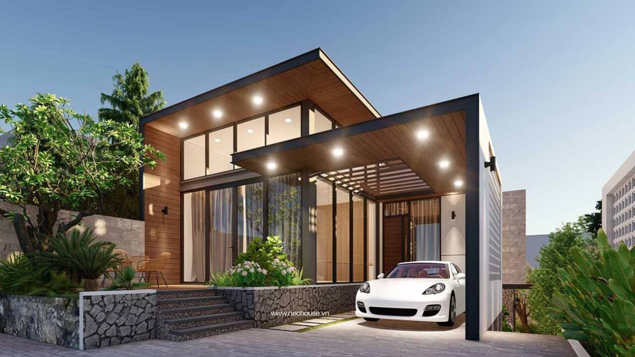 Phương án thiết kế biệt thự trên đồi bán hầm 1 trệt 9x20m tại Pleiku