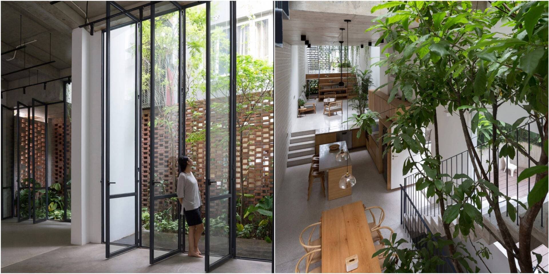 CH House với 2 lớp mặt tiền, tràn ngập nắng gió tự nhiên nhờ những khoảng sân trong tách biệt