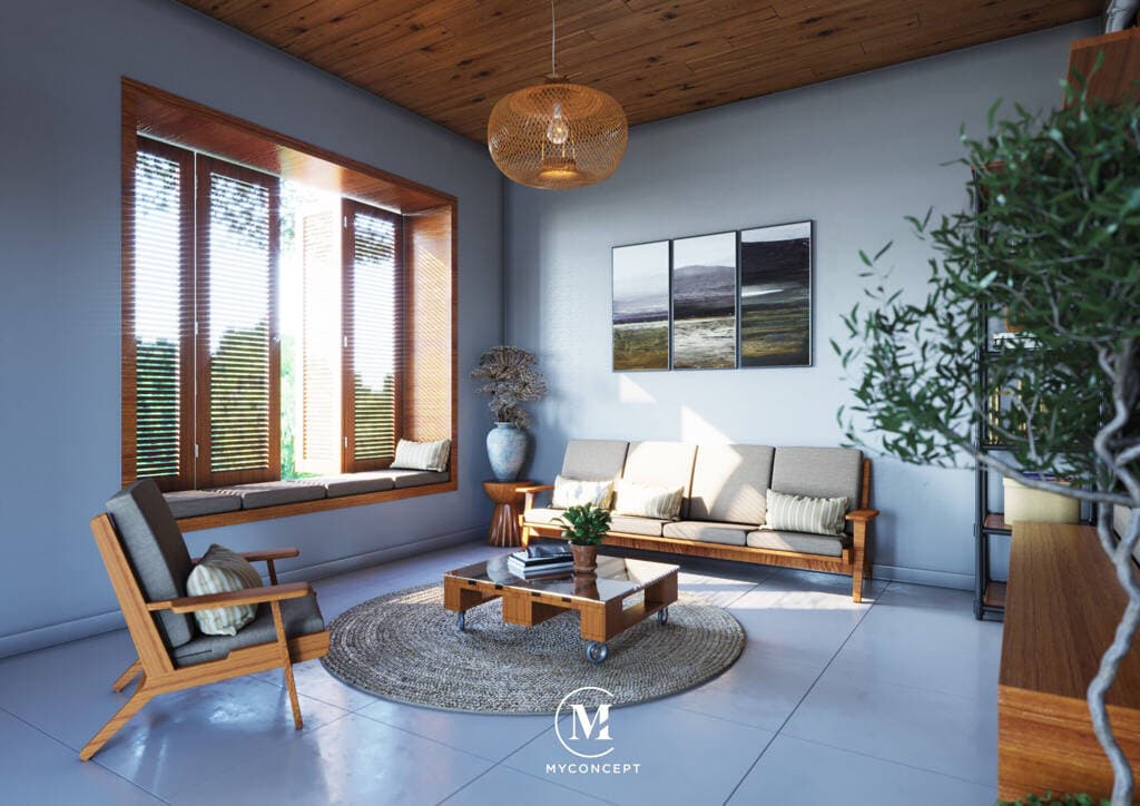 Concept nhà ở quê có mảnh vườn nhỏ cho cha mẹ dưỡng già