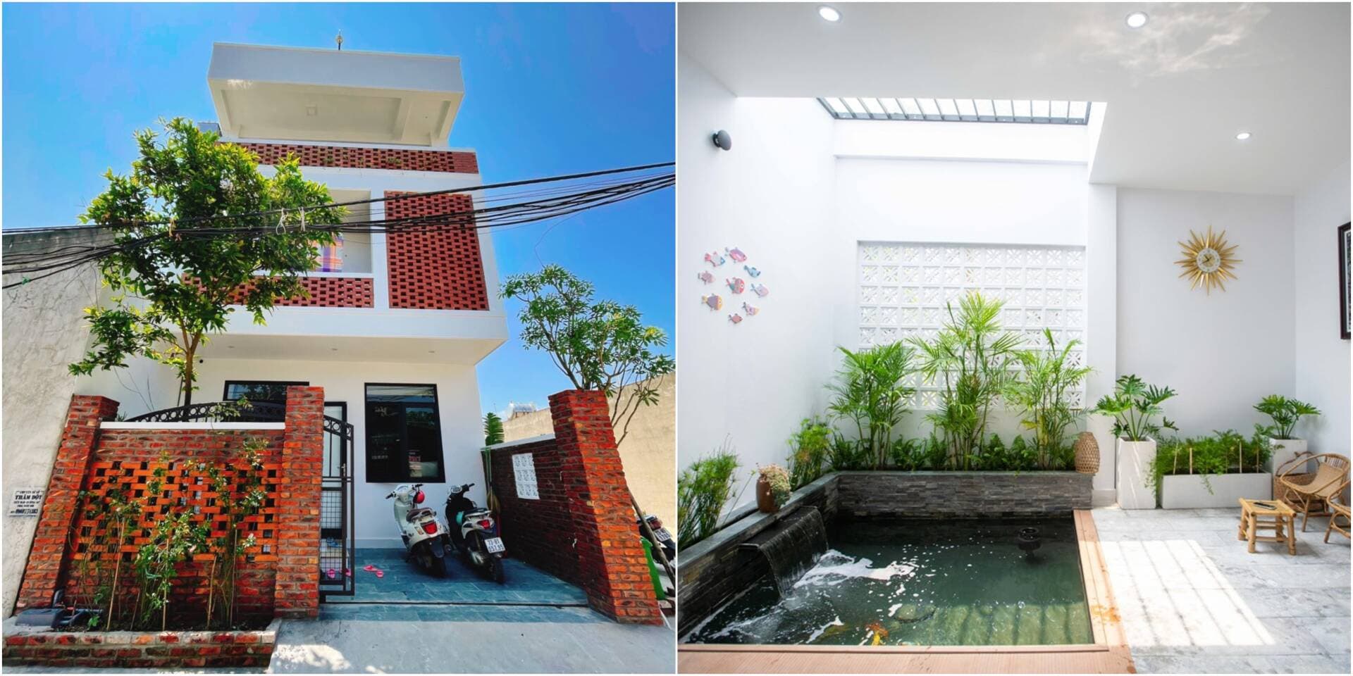 Nhà 2 tầng hướng Tây Bắc của gia đình 3 thế hệ tại Quảng Bình, gia chủ ưng ý nhất thiết kế hồ cá cuối nhà