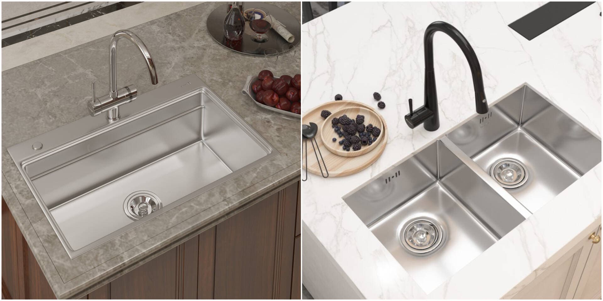Nên dùng chậu rửa bát 1 hố hay 2 hố cho gia đình?