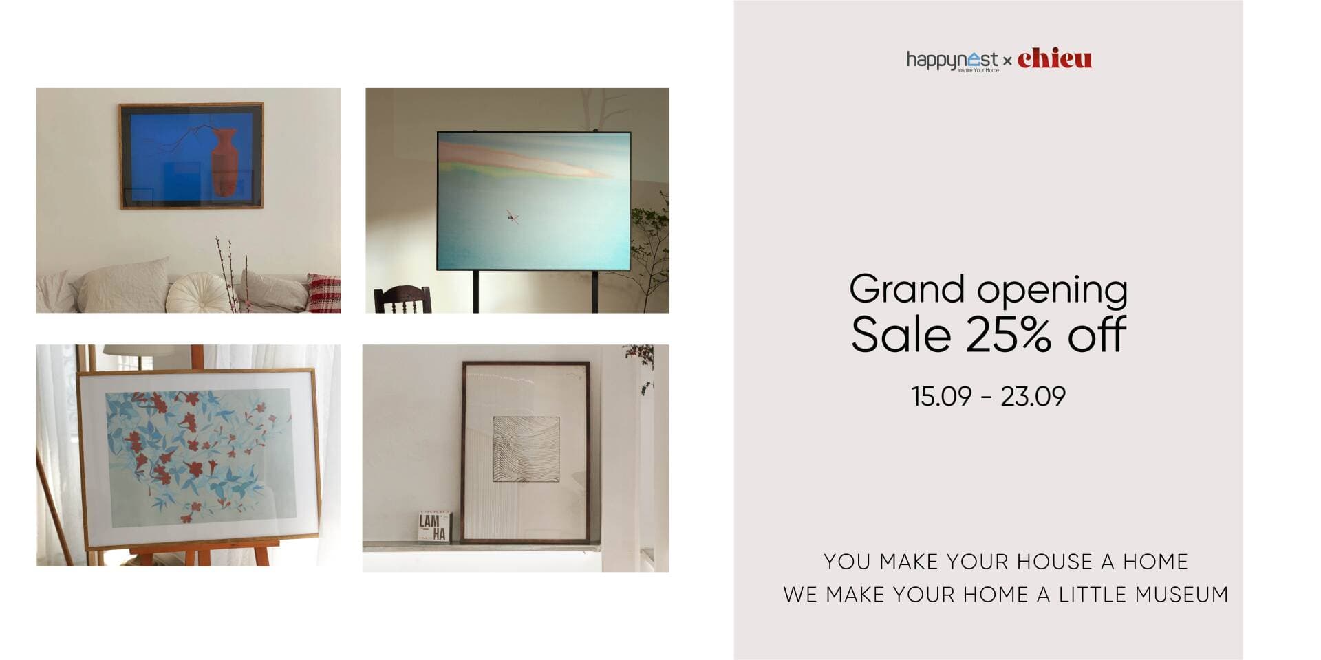 Ưu đãi 25% chào mừng Chieu Home & Decor khai trương gian hàng trên Happynest Shop