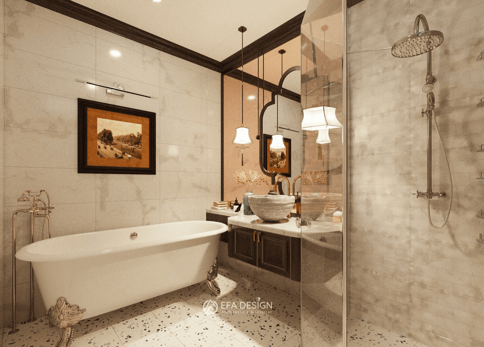 Thiết kế và thi công nhà phố 70m2 theo phong cách Đông Dương