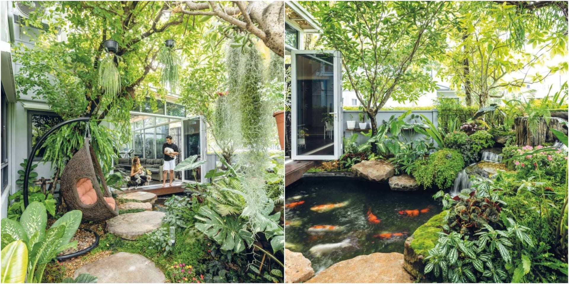 Khu vườn có thác nước rộng 36m2 xanh mướt đáng ngưỡng mộ của cặp vợ chồng trẻ