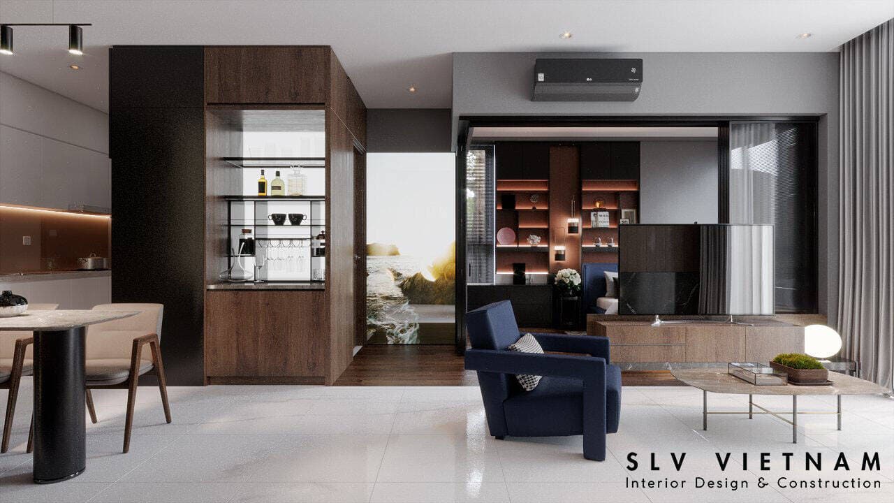 Thiết kế nội thất căn hộ 50m2 theo phong cách hiện đại