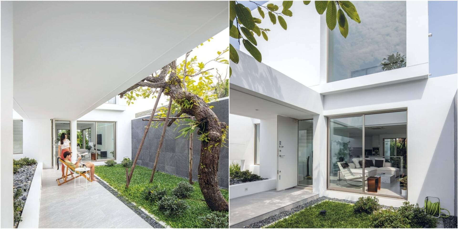 Gia chủ xây nhà 2 tầng 140m2, bố trí 3 sân vườn đan xen các phòng công năng hợp lý